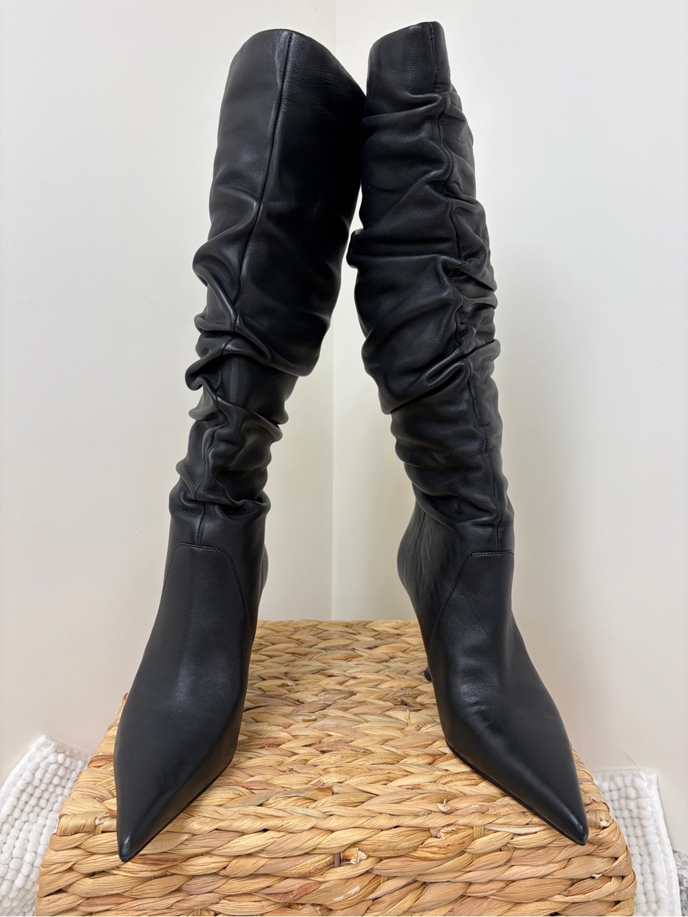 Michael Kors Black Ruched Over-the-Knee Pointed Boots